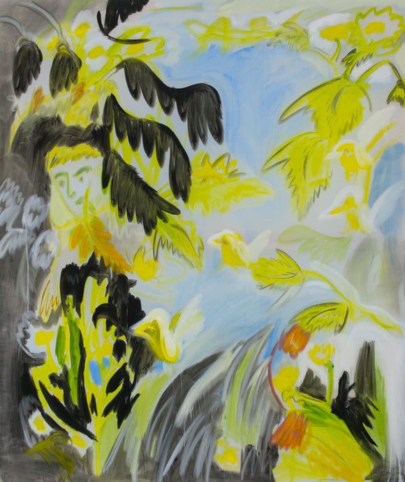 4 gelbe Vögel - Malerei